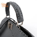 Fendi Peekaboo ISeeU Small Whipstitch Grained Leather Blue Grey Silver Hardware Rank A