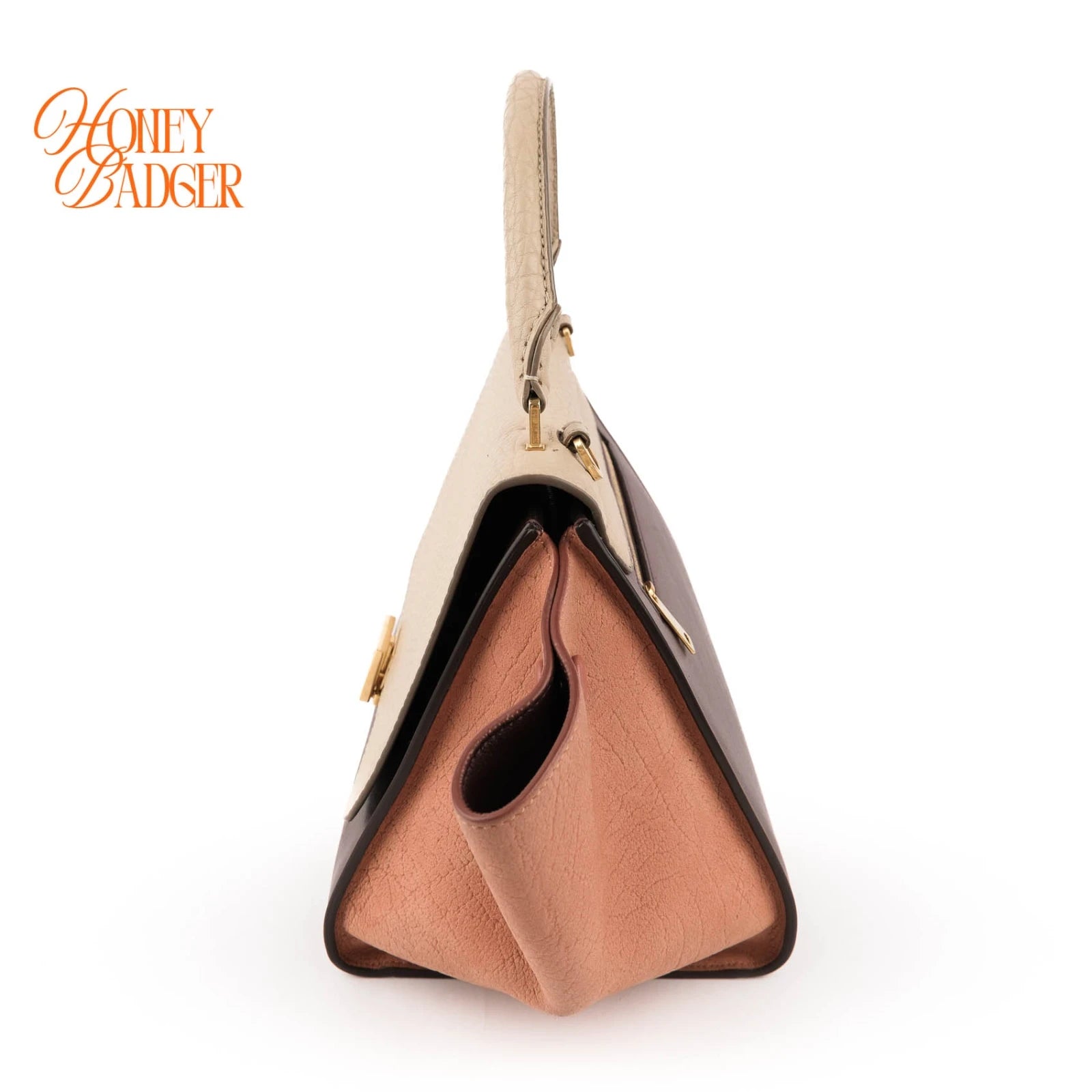 Céline Trapeze Medium Tricolor Leather Beige Burgundy Pink 2WAY Bag