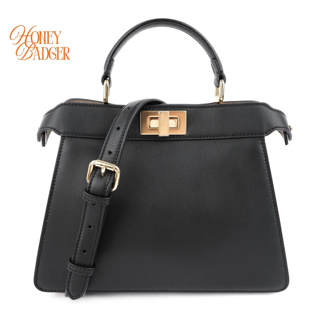 Fendi Peekaboo ISeeU Small Smooth Leather Black Gold Hardware Rank A
