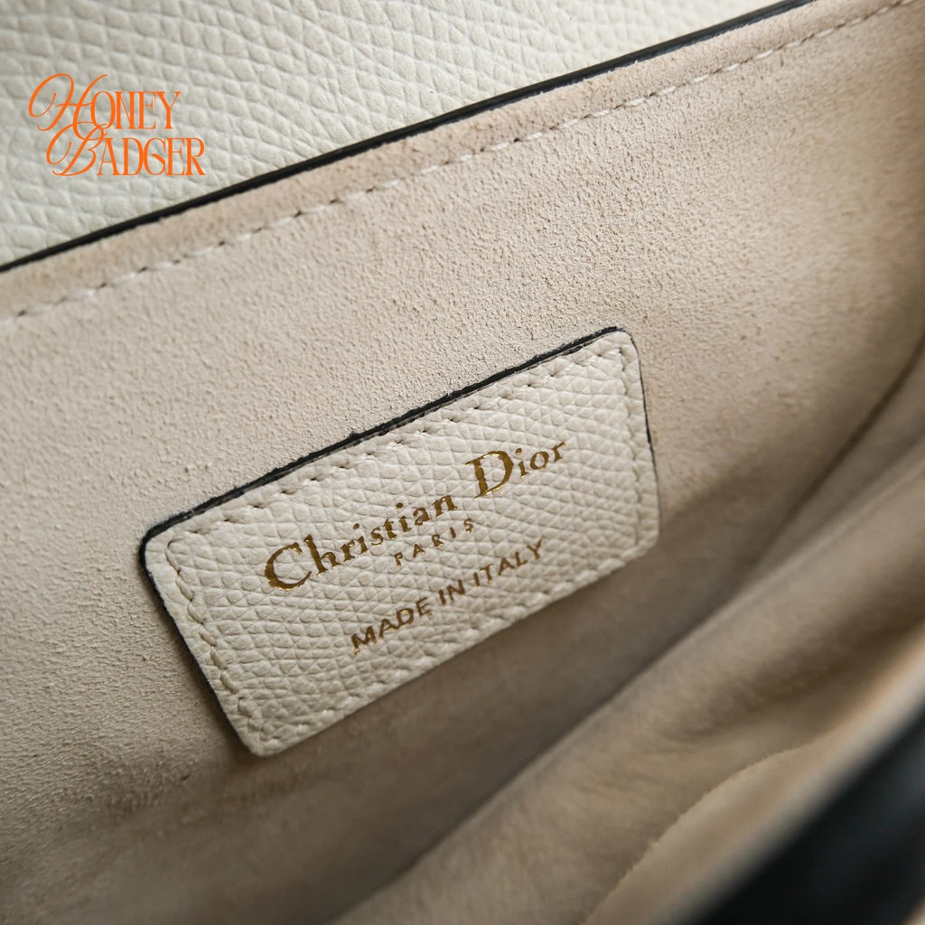 Dior Saddle Small Grain Leather White Rank A