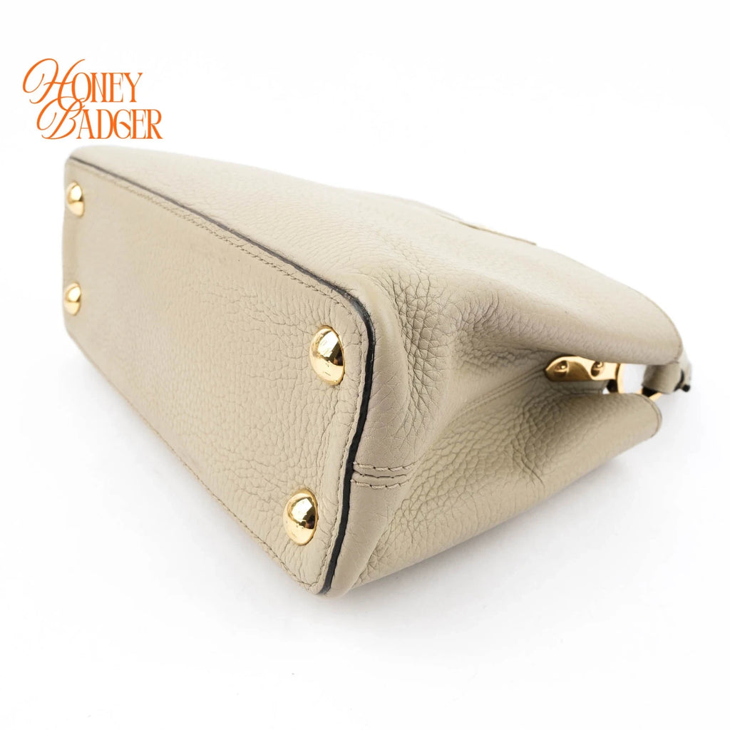 Louis Vuitton Capucines BB Taurillon Leather Galet Gray Gold Hardware Rank A