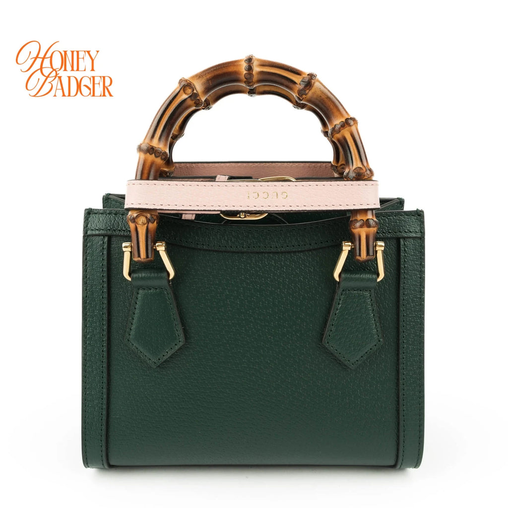 Gucci Diana Mini Tote Bag Green Leather 2WAY Shoulder Bag 702732