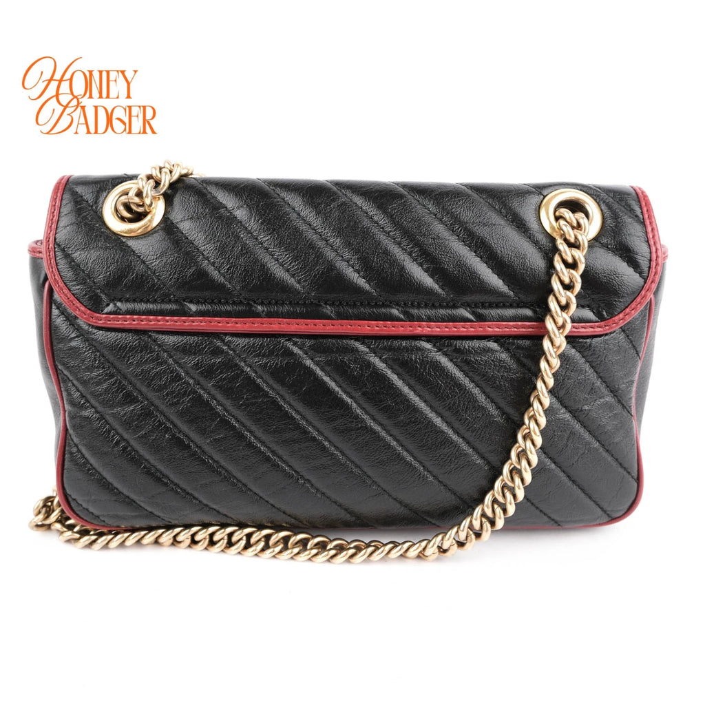 Gucci GG Marmont 26 Black Red Trim Rank A