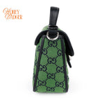 Gucci GG Marmont Mini Top Handle Canvas Green Silver Hardware Rank A