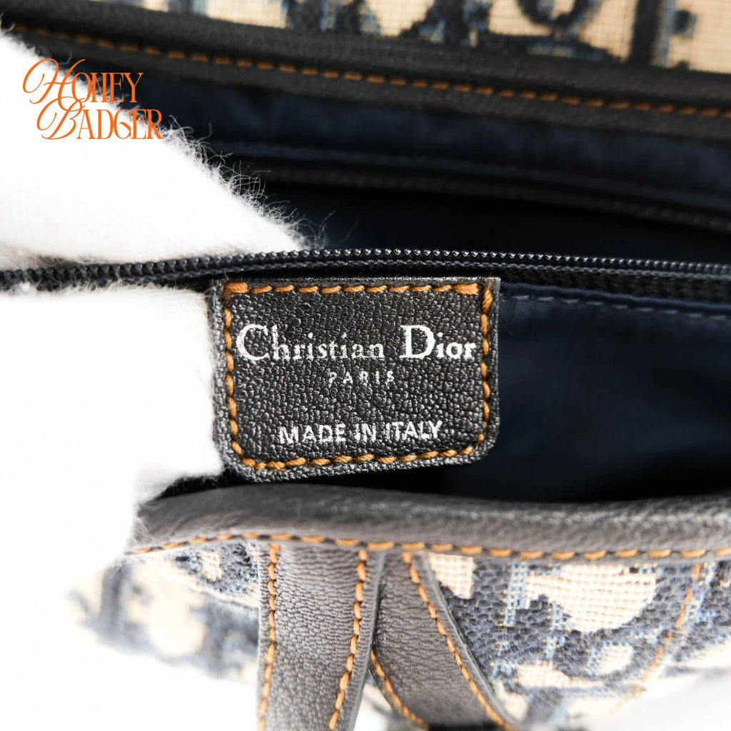 Dior Saddle Medium Oblique Jacquard Blue Silver Hardware Rank A