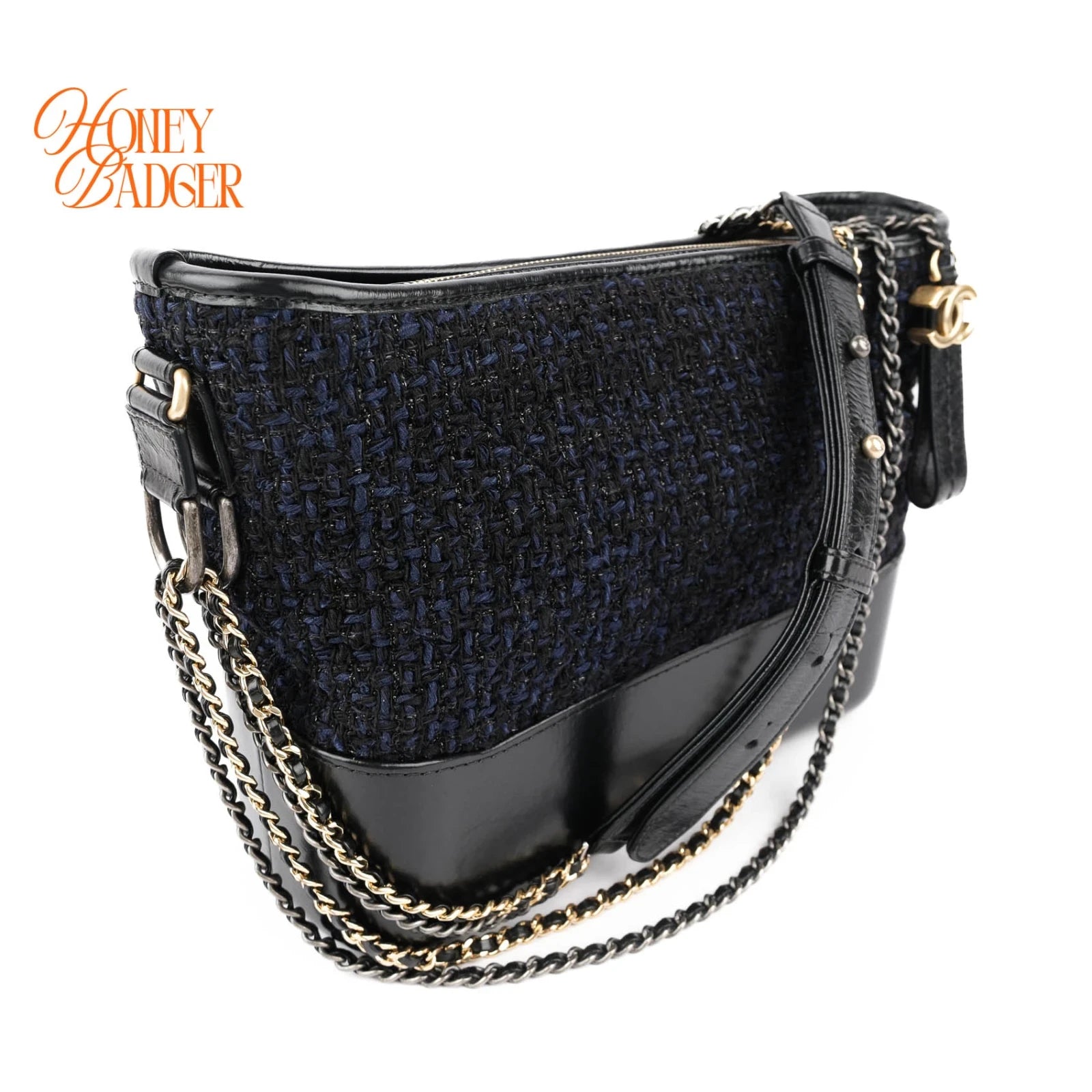 Chanel Gabrielle de Chanel Hobo Medium Tweed Navy Black