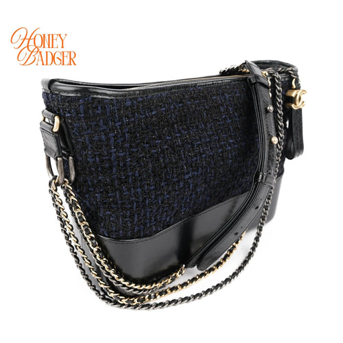 Chanel Gabrielle de Chanel Hobo Medium Tweed Navy Black