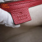 Gucci GG Marmont Small Top Handle Grained Calfskin Red Antique Gold Hardware Rank AB