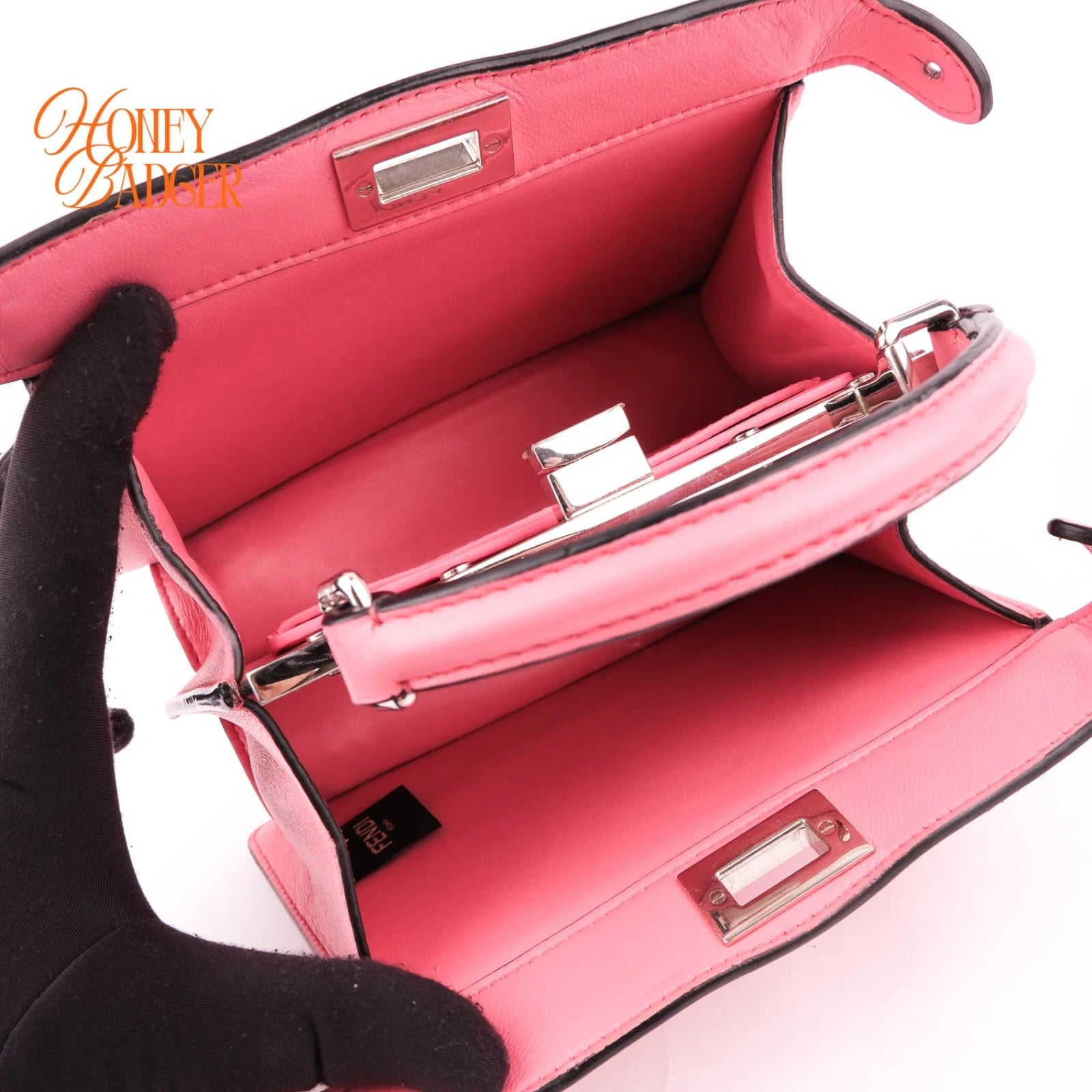 Fendi Peekaboo ISeeU Mini Leather Pink Silver Hardware Rank A