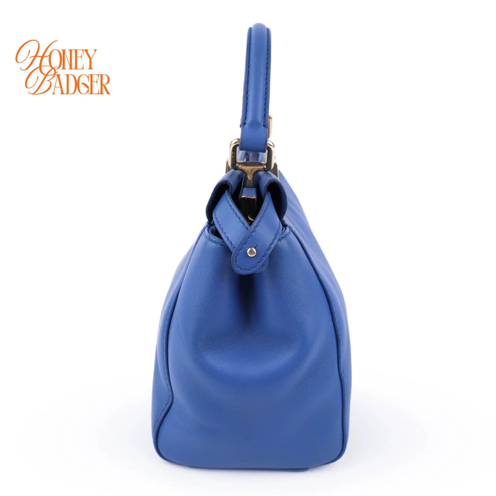 Fendi Peekaboo Iconic Mini Blue Leather 2WAY Shoulder Bag 8BN244