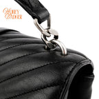 Saint Laurent College Medium Chevron Quilted Leather Black Silver Hardware