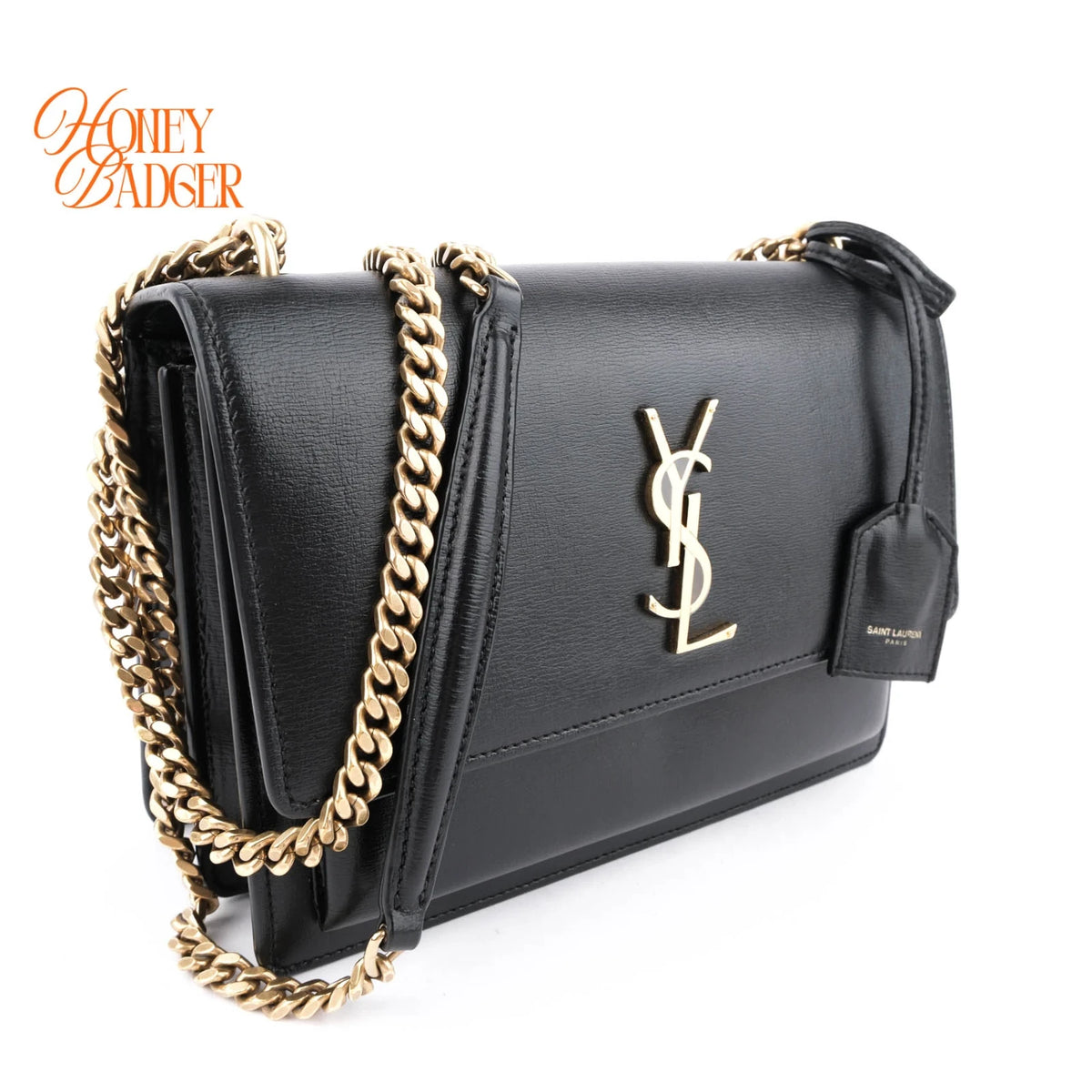 Saint Laurent Sunset Medium Leather Black Rank A