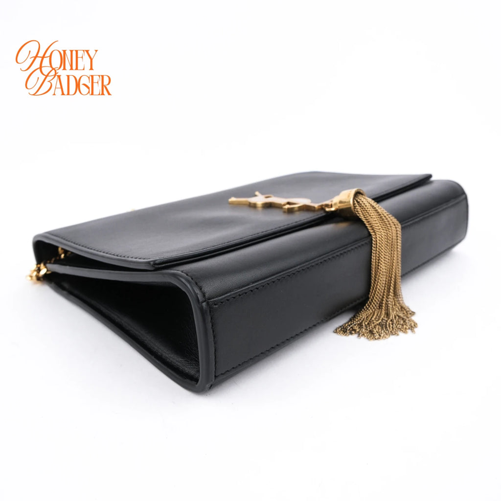 Saint Laurent Kate Tassel Medium Smooth Calfskin Black Gold Hardware Rank AB