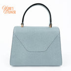 Valextra Iside Mini Grained Calfskin Blue Grey Light Gold Hardware Rank A