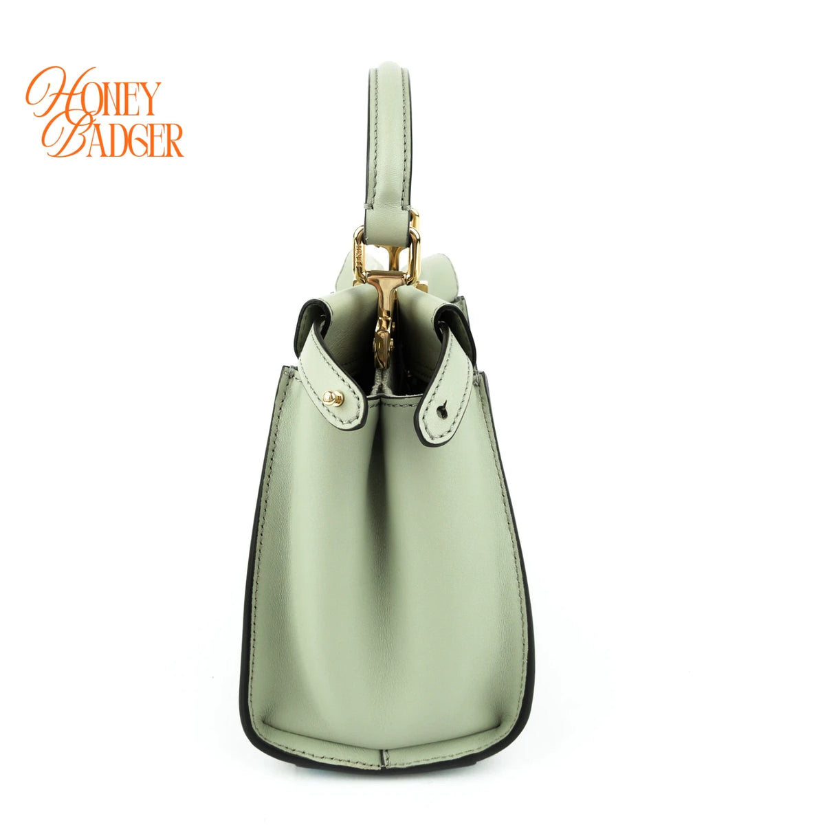 Fendi Peekaboo Mini Leather Light Green Gold Hardware Rank A