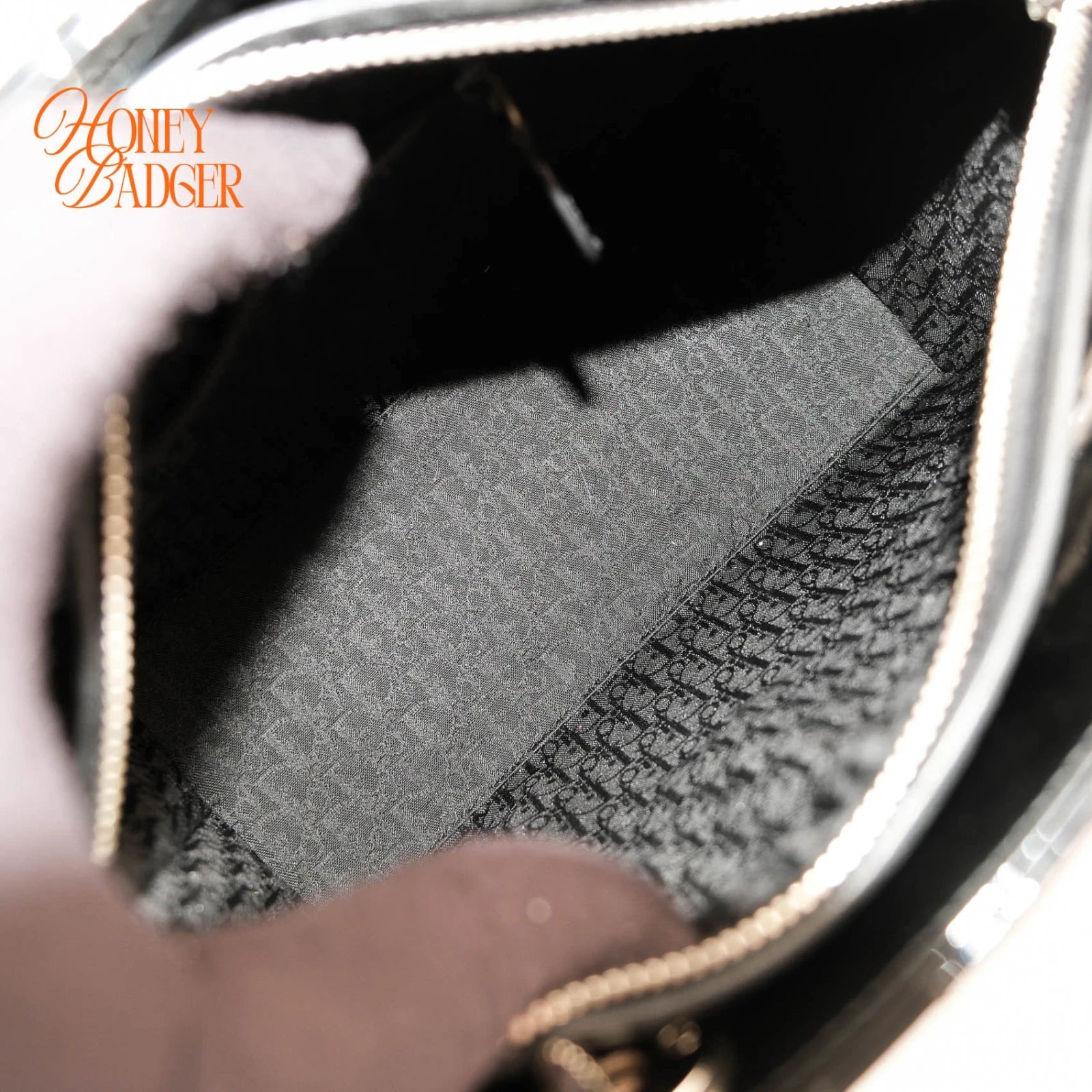 Dior Lady Dior Medium Patent Leather Black Silver Hardware Rank A