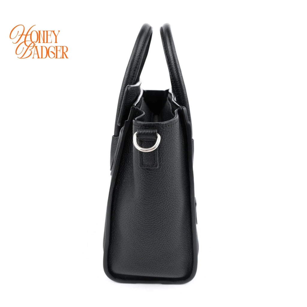 Celine Luggage Nano Drummed Calfskin Leather Black Silver Hardware Rank A