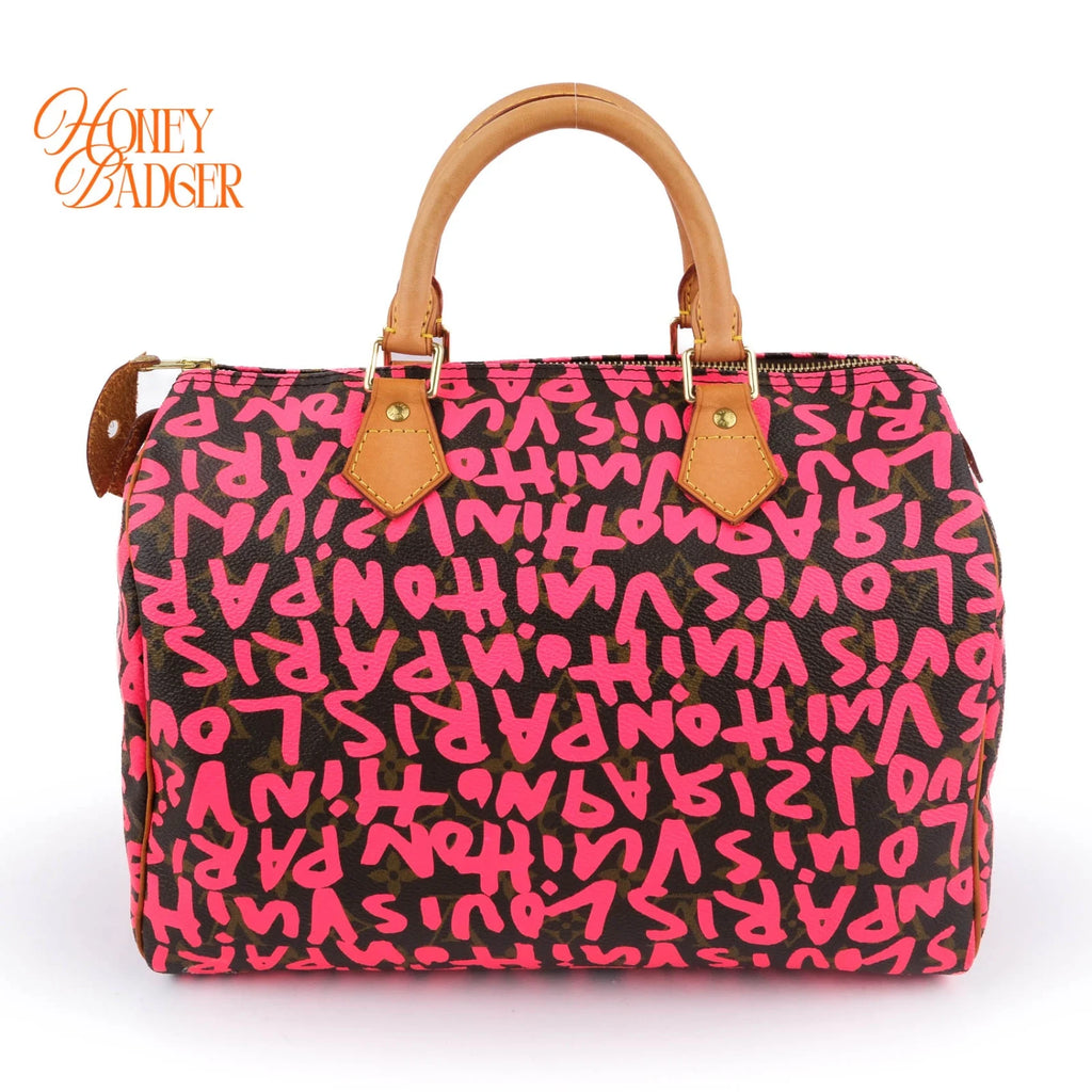 Louis Vuitton Speedy 30 Monogram Graffiti Canvas Pink Rank A