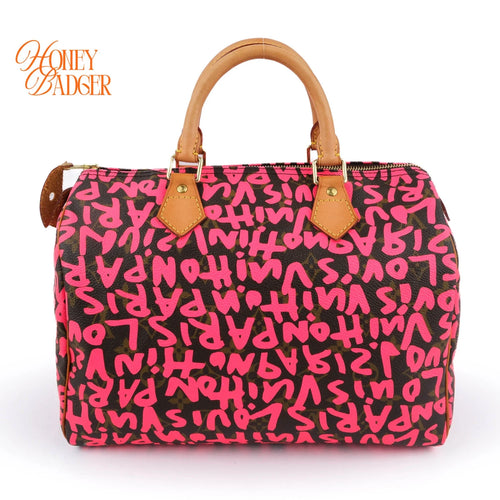 Louis Vuitton Speedy 30 Monogram Graffiti Canvas Pink Rank A