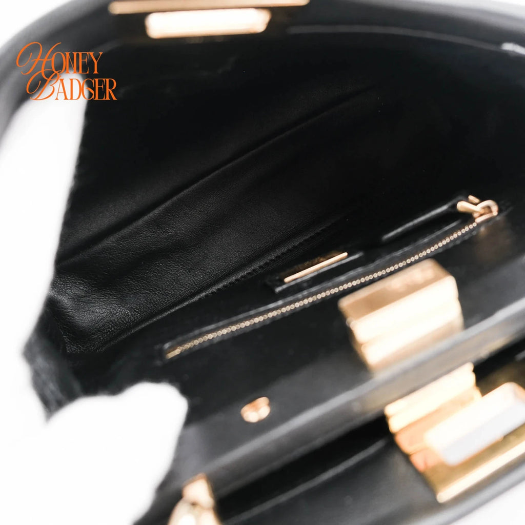 Fendi Peekaboo ISeeU Mini Black Leather 2Way Bag G3507 Rank A