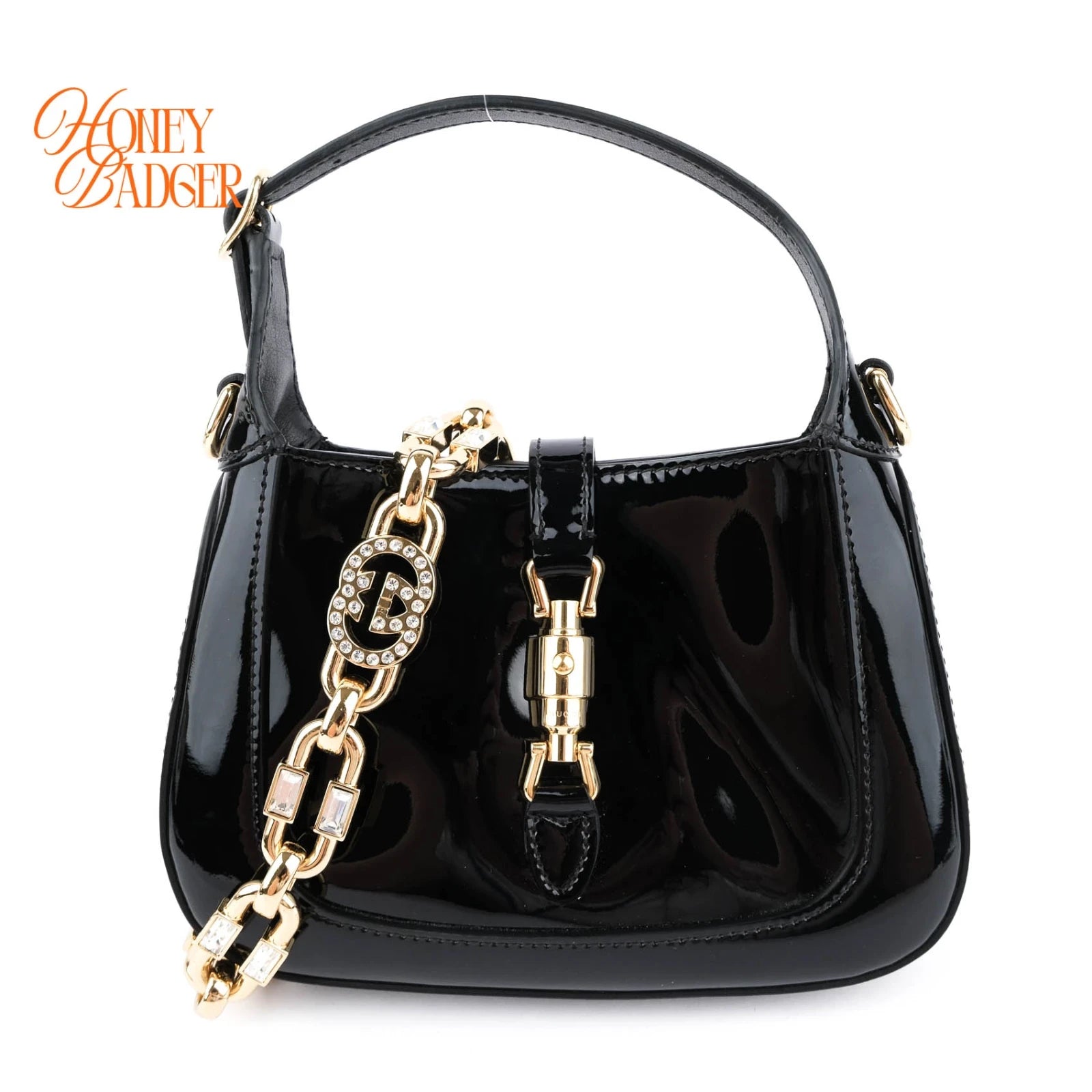 Gucci Jackie 1961 Mini Patent Leather Black Gold Hardware Rank S