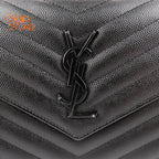 Saint Laurent Classic Cassandre Chain Wallet Grain de Poudre Leather Black Matte Black Hardware Rank A