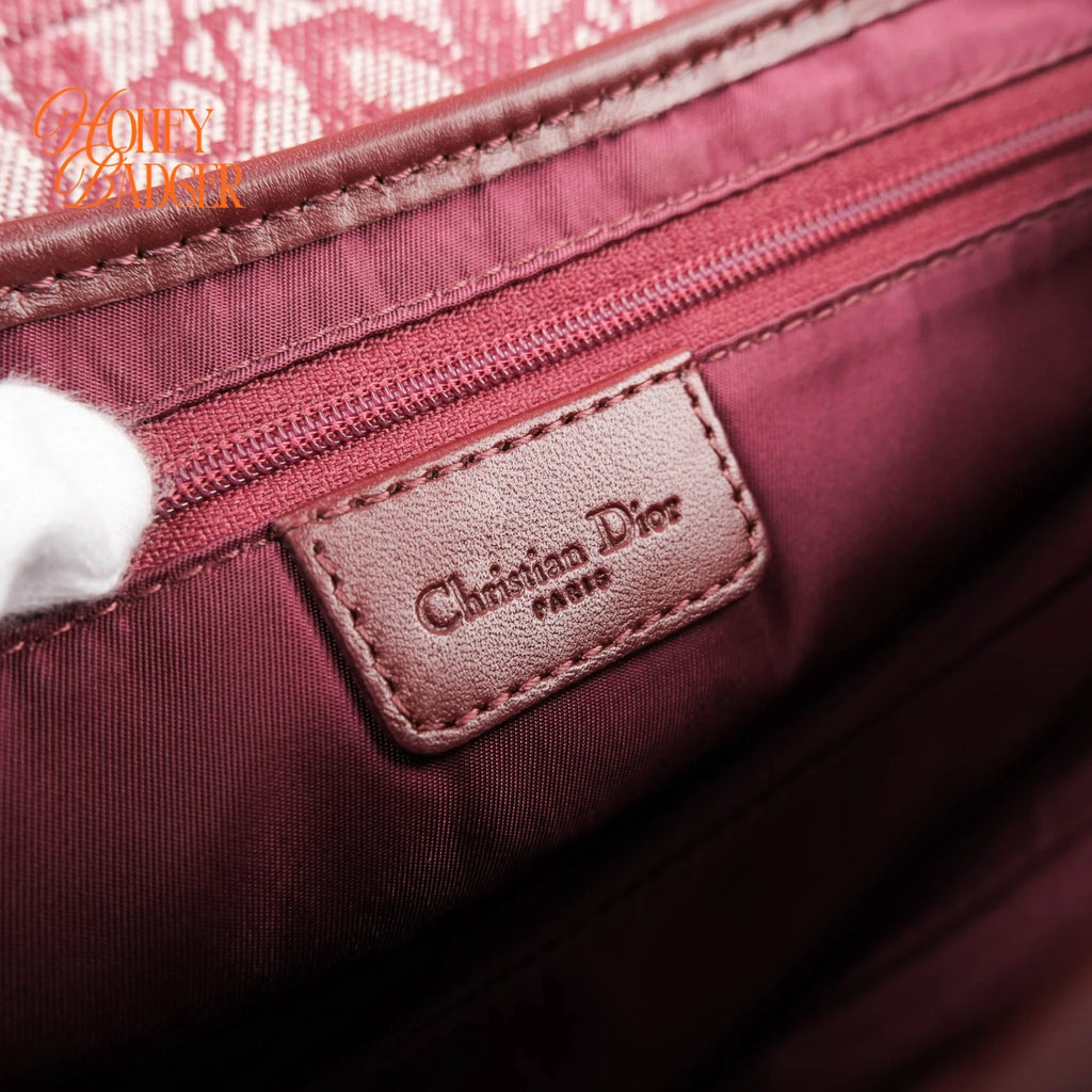 Dior Saddle Medium Oblique Jacquard Burgundy Rank A