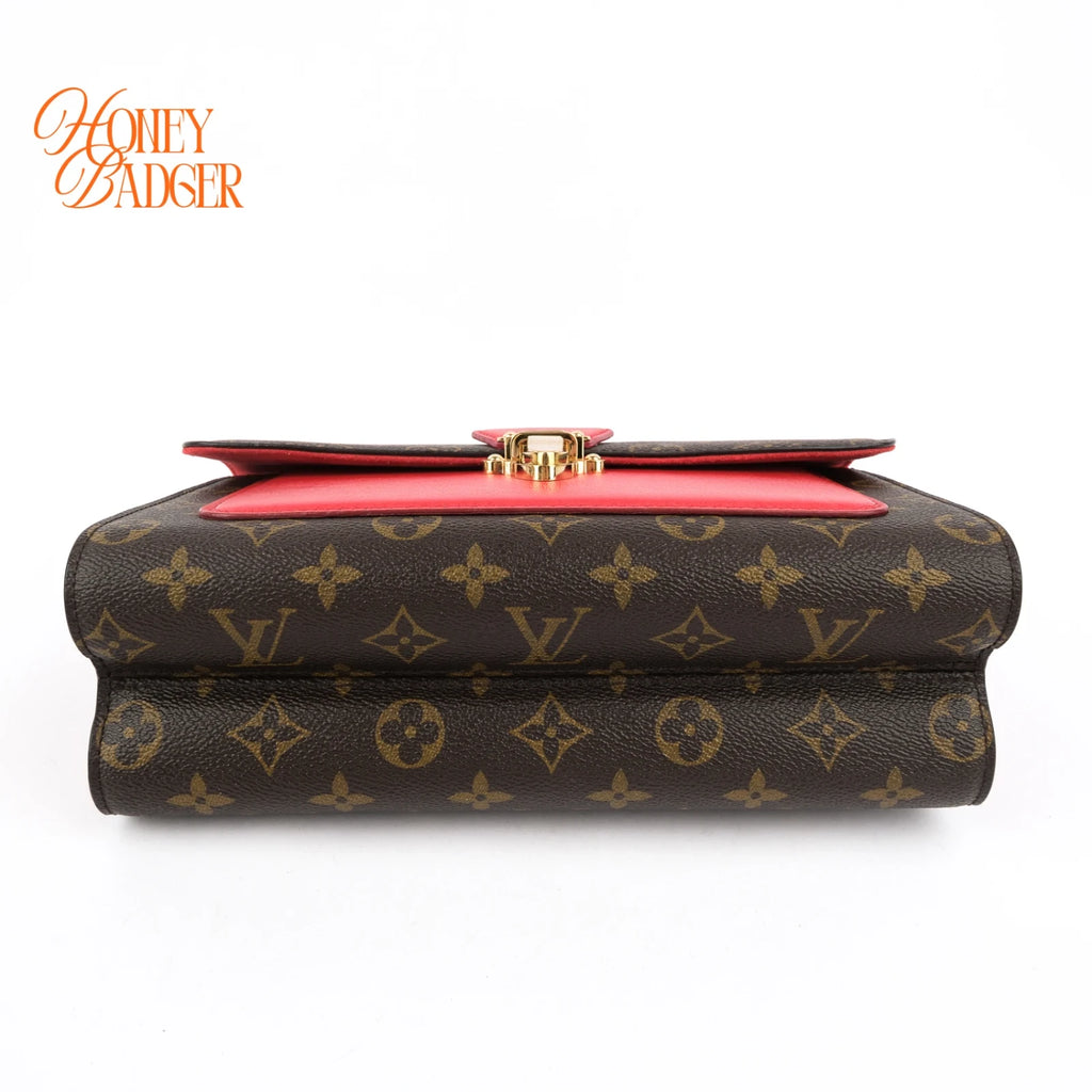 Louis Vuitton Victoire Monogram Cerise Red Chain Shoulder Bag Rank A