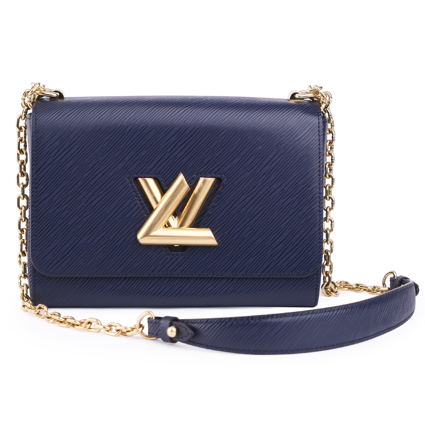 Louis Vuitton Epi Twist MM Blue Gold Hardware Shoulder Bag M53090