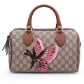 Gucci GG Supreme Linea A Boston Bag With Butterfly Embroidery