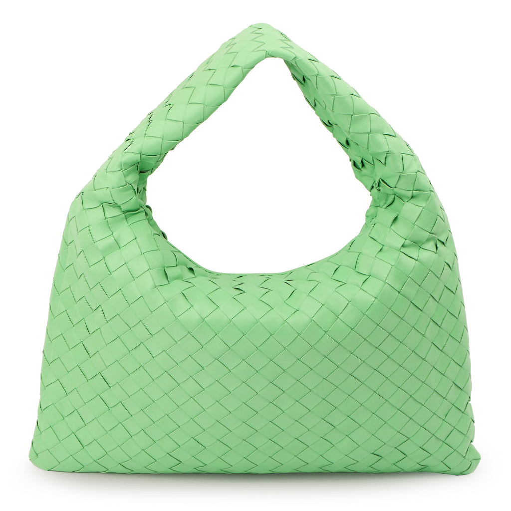 Bottega Veneta Intrecciato Hobo Shoulder Bag Nappa Leather Parakeet Green