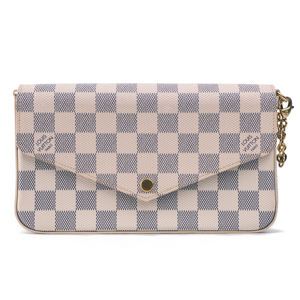 Louis Vuitton Pochette Felicie Damier Azur White Canvas Shoulder Bag - RFID Chip N40491