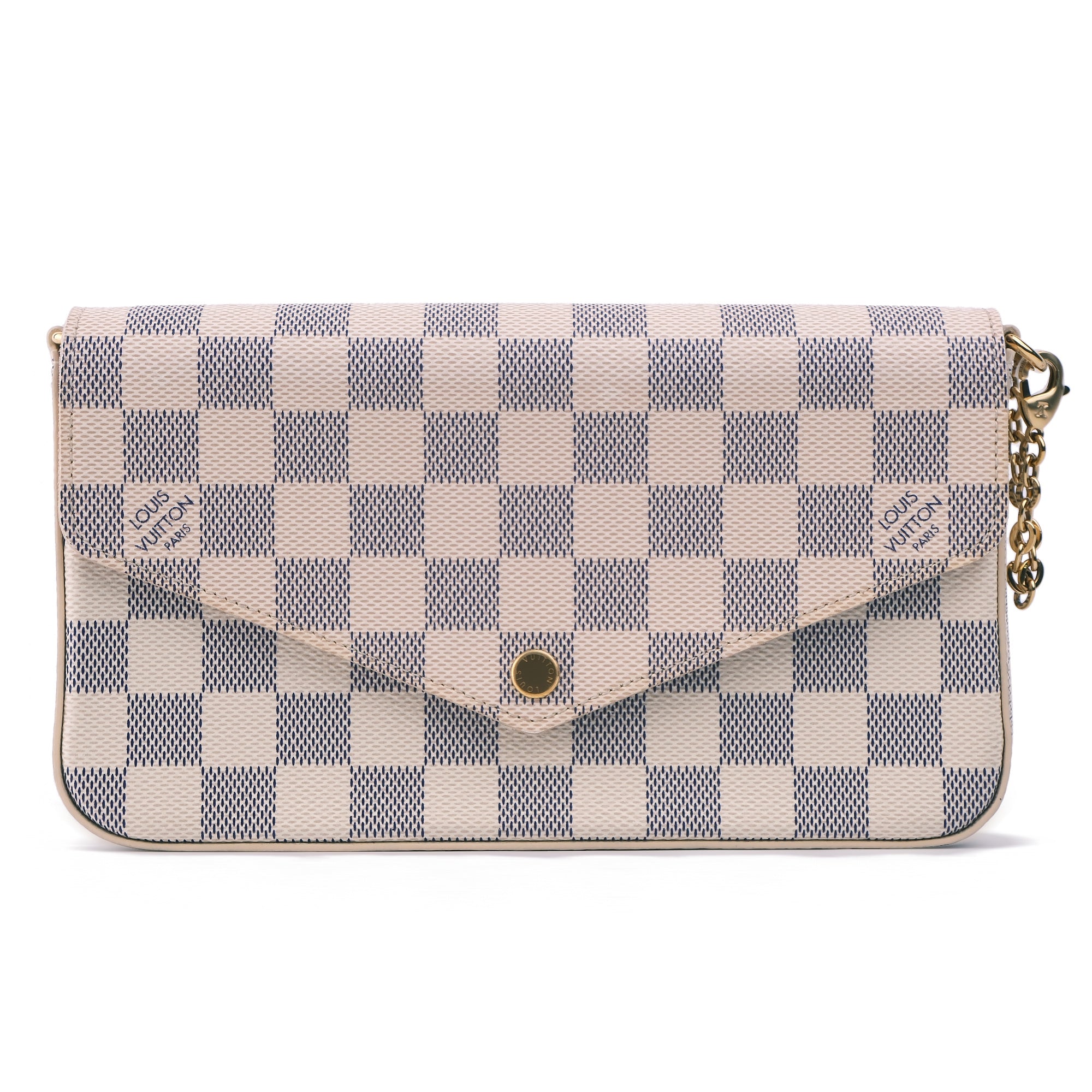 Louis Vuitton Pochette Felicie Damier Azur White Canvas Shoulder Bag - RFID Chip