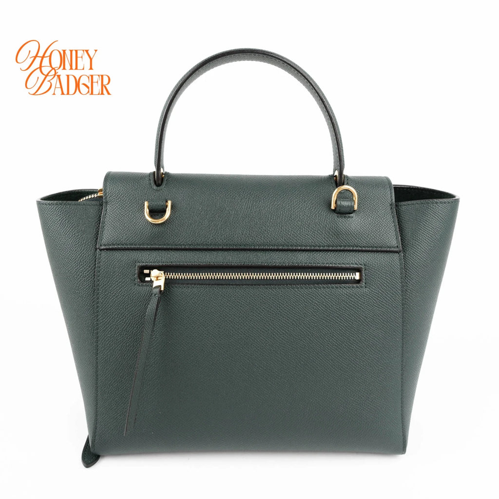 Celine Belt Bag Medium Dark Green Leather Grade A