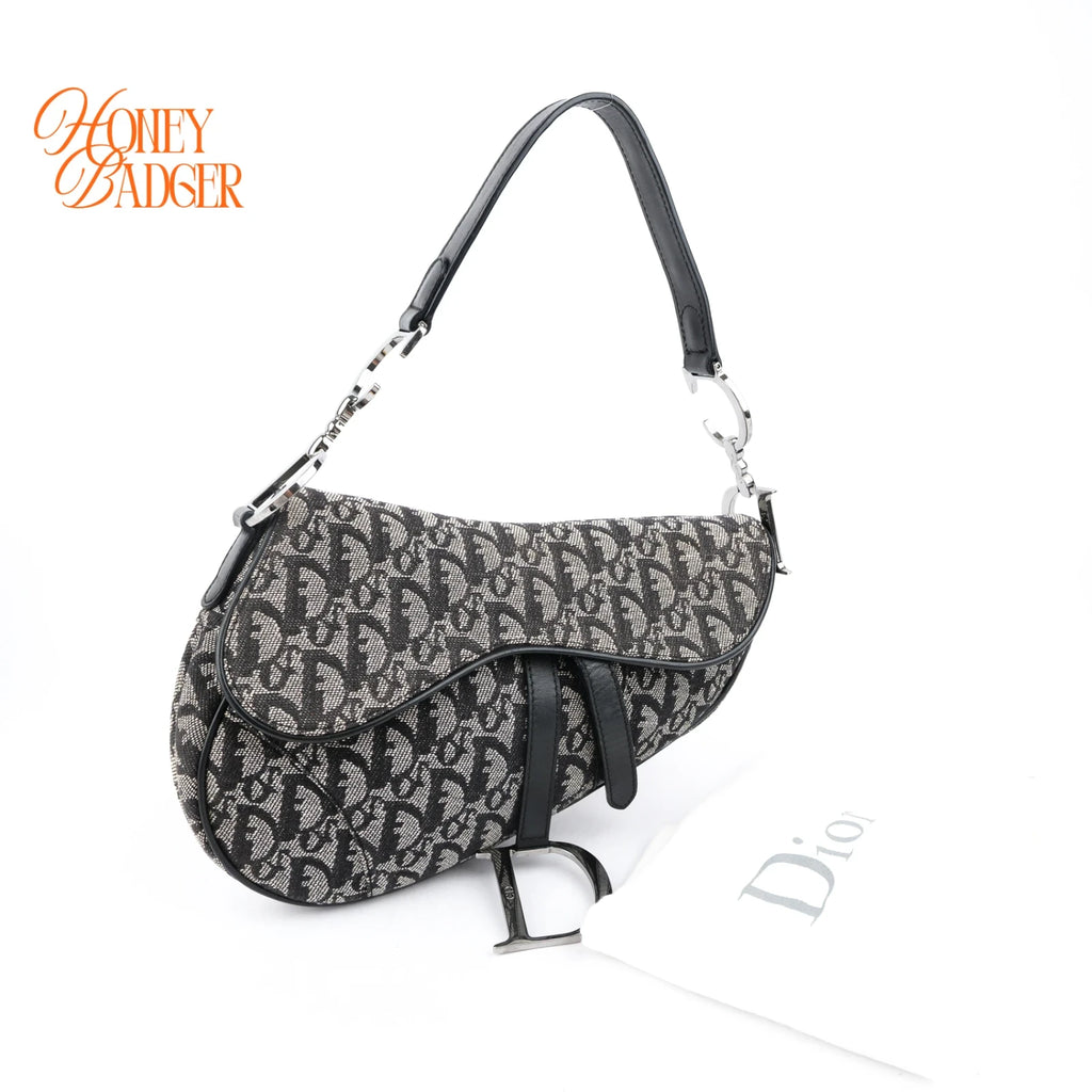 Dior Saddle Bag Medium Oblique Jacquard Black Rank A