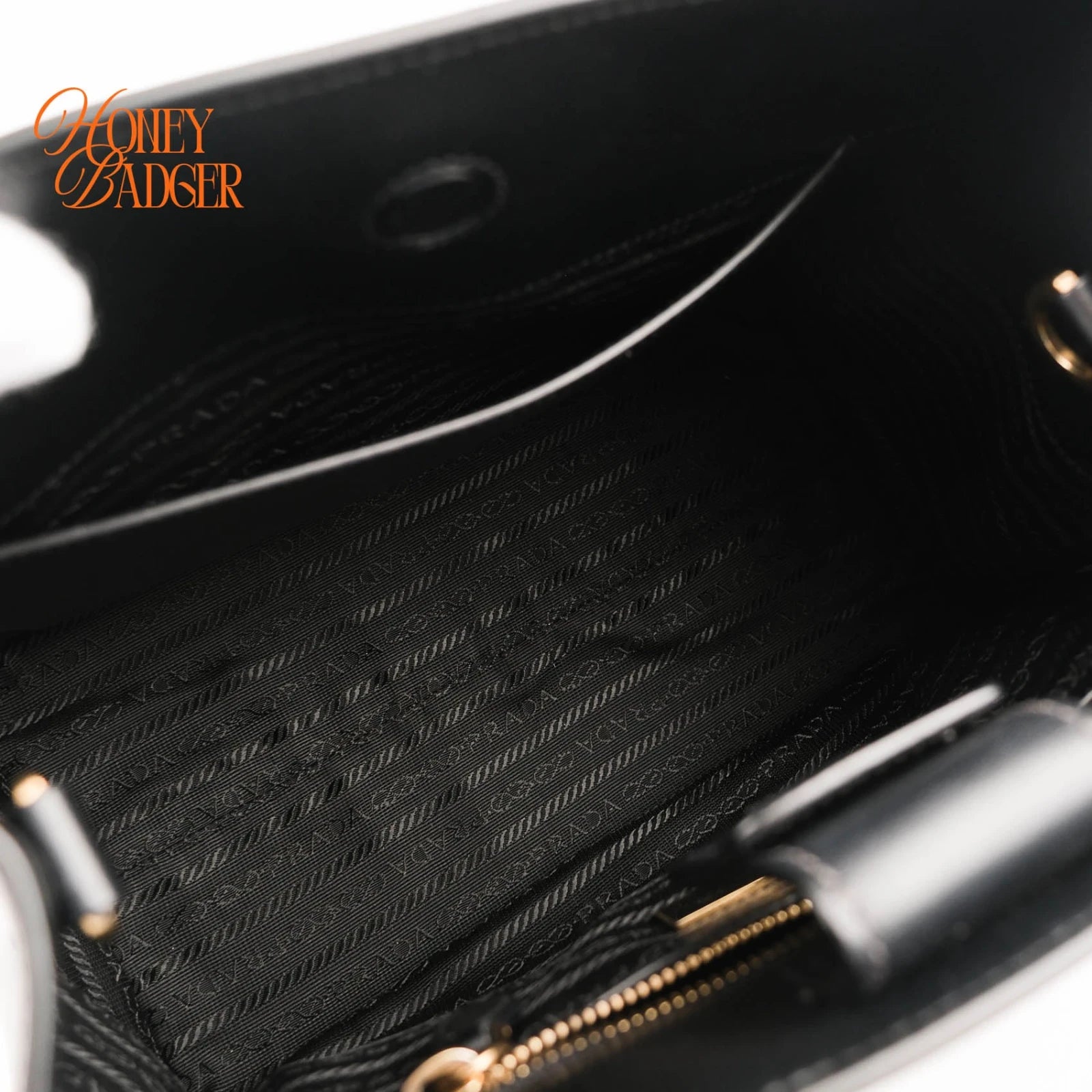 Prada Saffiano Logo Tote Black Leather 2WAY Shoulder Bag
