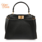 Fendi Peekaboo Iconic Mini Leather Black/Yellow Stitch Rank A