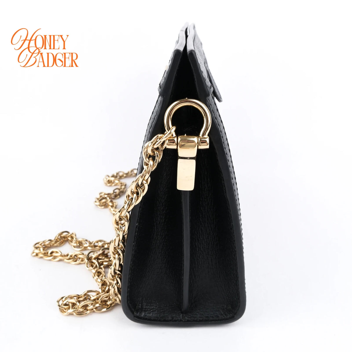 Gucci Ophidia Black Leather Web Chain Shoulder Bag Rank A