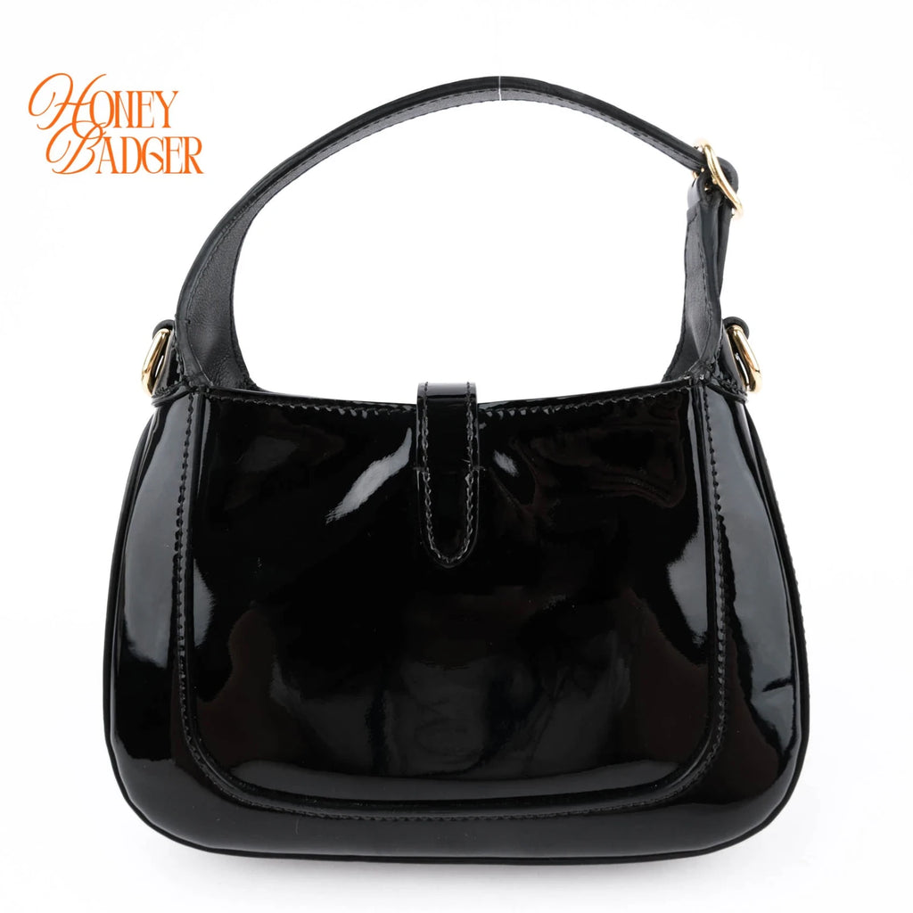 Gucci Jackie 1961 Mini Patent Leather Black Gold Hardware Rank S