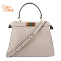 Fendi Peekaboo ISeeU Medium Calfskin Dove Grey Gold Hardware Rank A