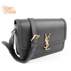 Saint Laurent Solferino Medium Satchel Bag Gray Smooth Leather Gold Hardware