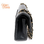 Chanel Matelasse 25 Double Flap Double Chain Leather Black Rank AB