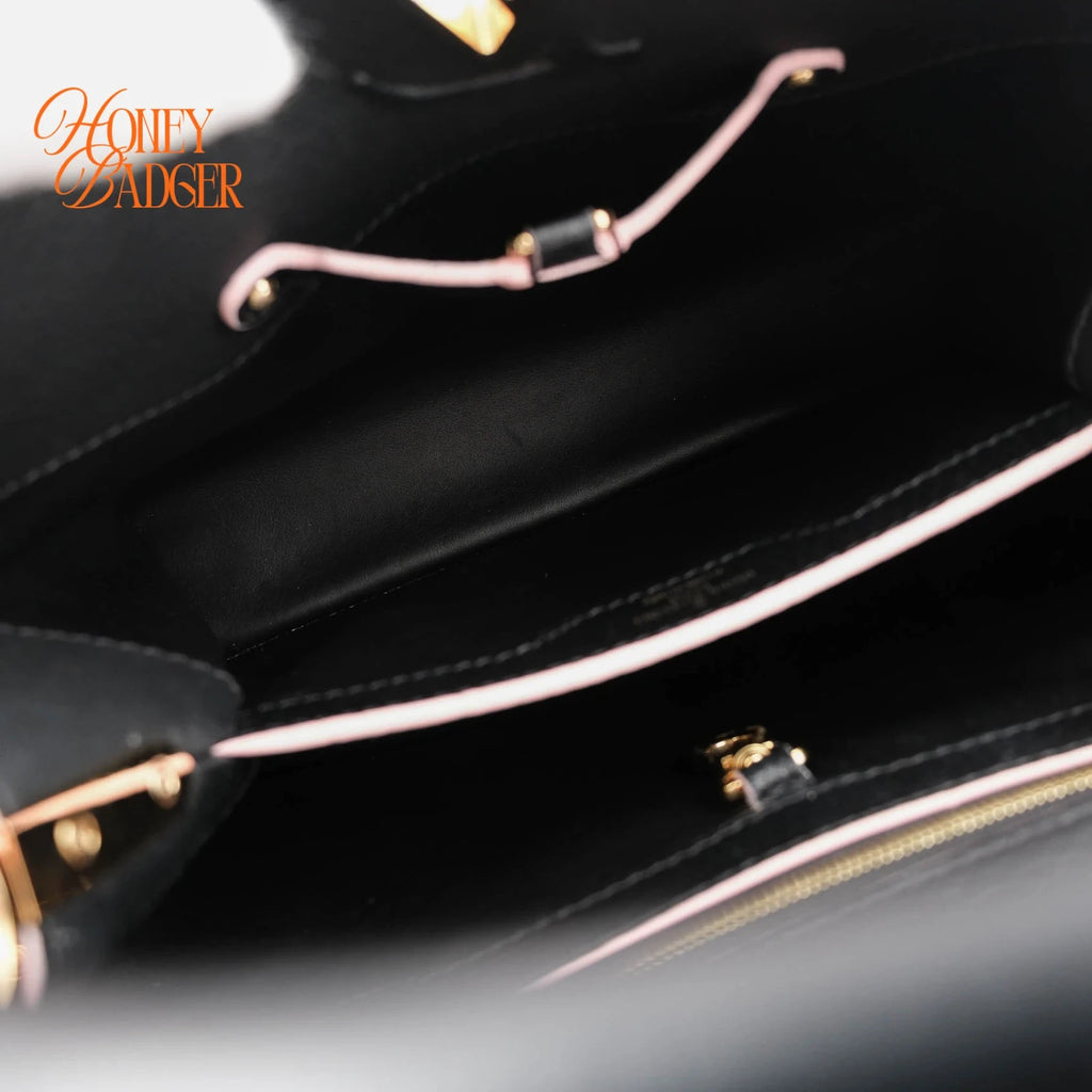 Louis Vuitton Capucines BB Taurillon Leather Black Pink Trim Rank A