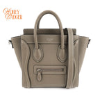 Celine Luggage Nano Grained Calfskin Taupe Rank A