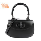 Gucci Bamboo 1947 Small Black Leather 2-Way Bag Rank AB