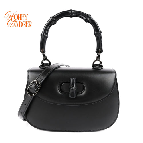 Gucci Bamboo 1947 Small Black Leather 2-Way Bag Rank AB