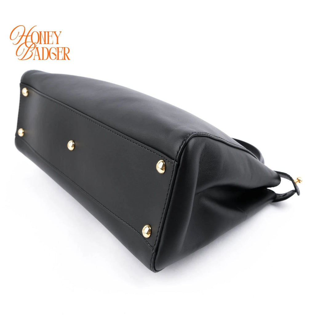 Fendi Peekaboo Regular Smooth Calfskin Black Gold Hardware Rank A