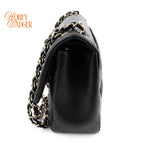 Chanel Classic Flap Jumbo Leather Black Gold Hardware Rank A