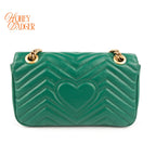Gucci GG Marmont Small Quilted Leather Green Chain Shoulder Bag Rank A