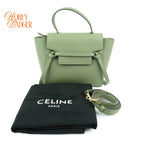 Celine Belt Bag Nano Grained Calfskin Sage Green Gold Hardware Rank A